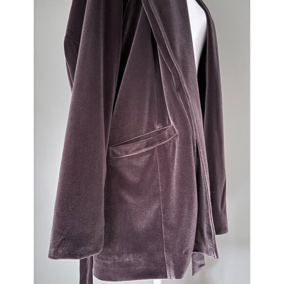 Velvet Belted Blazer Jacket Shawl Collar Plush Beautiful by Lawrence Zarian M - Picture 8 of 13